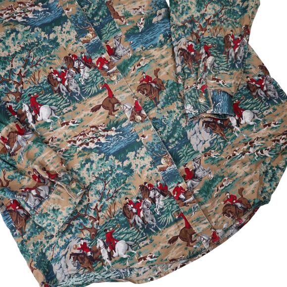 Vintage Gotcha Covered Classic Fox Hunting Pattern Button Up Shirt - Picture 3 of 8